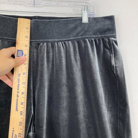 Lands' End size 1X Gray Velvet Stretch Pull-on Wide Leg Ankle Pants - Picture 5 of 9